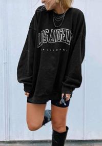 img 3 attached to Stylish Women's Oversized Batwing Sweatshirts for Los 👚 Angeles with Long Sleeves and Crewneck - Trendy Pullover Tops