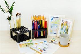 img 1 attached to 🖍️ CAXXA 2 Pack 96-Hole Plastic Pencil & Brush Holder Desk Stand Organizer for Pens, Paint Brushes, Colored Pencils, and Markers – Ideal for Art Supplies Storage (2 Pack)