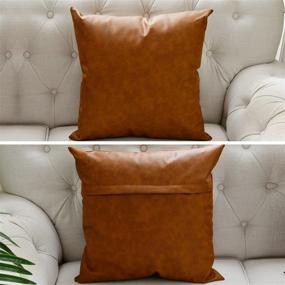 img 1 attached to 🛋️ Zceconce Faux Leather Pillow Covers: 18x18 Inch Set of 2 Waterproof Brown Pillows – Durable Modern Square Outdoor Throw Pillows for Couch, Patio Furniture, Living Room