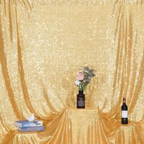 img 2 attached to 🌟 Juya Delight 2'x8' Shimmery Gold Sequin Photo Backdrop Curtain - Ideal for Parties, Banquets, Festivals, Weddings, Anniversaries, and Exhibitions