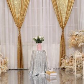 img 3 attached to 🌟 Juya Delight 2'x8' Shimmery Gold Sequin Photo Backdrop Curtain - Ideal for Parties, Banquets, Festivals, Weddings, Anniversaries, and Exhibitions