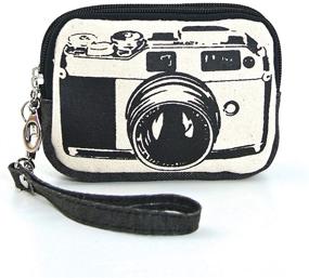 img 4 attached to 📷 Stylish Canvas Mini Wallet Wristlet Bag featuring Film Camera Image
