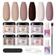 💅 modelones 6 colors dip powder nail kit starter: complete 12pcs fall winter acrylic dipping powder system liquid set with base & top coat activator – perfect diy salon french nail art kit for beginners logo