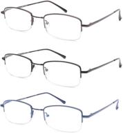 👓 men's titanium blue light blocking reading glasses with bridge-flex memory, comfort spring hinges for enhanced vision logo