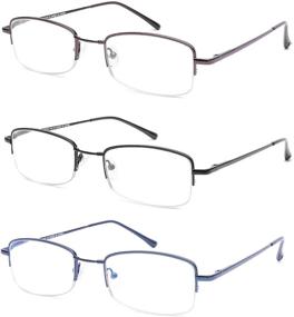 img 4 attached to 👓 Men's Titanium Blue Light Blocking Reading Glasses with Bridge-Flex Memory, Comfort Spring Hinges for Enhanced Vision