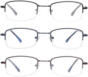 img 3 attached to 👓 Men's Titanium Blue Light Blocking Reading Glasses with Bridge-Flex Memory, Comfort Spring Hinges for Enhanced Vision