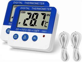 img 4 attached to 🌡️ Fridge Freezer Thermometer with Max/Min Memory, High & Low Temperature Alarms, LED Indicator | Digital Refrigeration Thermometer with Magnetic Base | 2 Pack