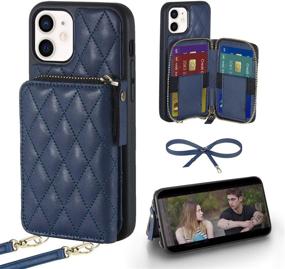 img 4 attached to 👛 LAMEEKU Blue Wallet Crossbody Case for iPhone 12/12 Pro 6.1" - Protective Wristlet Zipper Purse Compatible with iPhone 12 Pro for Women