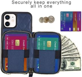 img 1 attached to 👛 LAMEEKU Blue Wallet Crossbody Case for iPhone 12/12 Pro 6.1" - Protective Wristlet Zipper Purse Compatible with iPhone 12 Pro for Women