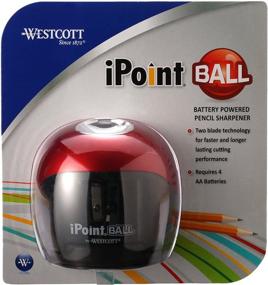 img 3 attached to Westcott iPoint Ball Батарейная точилка для карандашей: 🖍️ Красный/Черный (15570) - Эффективное заточка для точных письменных инструментов.