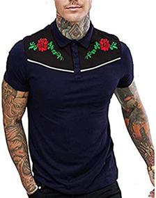 img 4 attached to 🌸 COOFANDY Floral Embroidered Sleeve Shirts