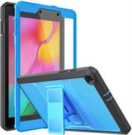 📱 moko case for samsung galaxy tab a 8.0 t290/t295 (2019) - heavy duty shockproof rugged protective cover with built-in screen protector - blue & dark gray logo