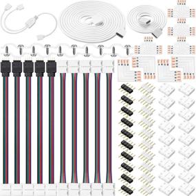 img 4 attached to 🌈 Enhance Your RGB LED Strip Setup with the 5050 4 Pin Connector Kit – Extension Cable, Jumper, Splitter, L Connectors, T Connector, Gapless Connectors, and More!