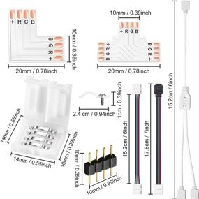 img 1 attached to 🌈 Enhance Your RGB LED Strip Setup with the 5050 4 Pin Connector Kit – Extension Cable, Jumper, Splitter, L Connectors, T Connector, Gapless Connectors, and More!