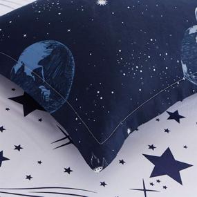 img 2 attached to 🌌 Twin Size Luxury Soft Quilt Cover Space Bedding Set for Boys - Outer Space Duvet Cover Set, 3Pcs (Navy, 1 Quilt Coverlet & 2 Pillowcases)