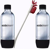 🥤 sodastream 2-pack black premium 1l carbonating bottles - reusable soda stream water bundle with bonus kidscare bottle cleaning brush logo