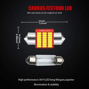 img 2 attached to YEORO DE3175 6428 LED Bulb Super Bright 21SMD 3014 Chips 31Mm CANBUS Festoon DE3021 DE3022 3175 LED Interior Dome Map Trunk Step Courtesy Lights Replacement Parts