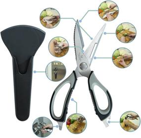 img 3 attached to 🔪 8-in-1 Multi-Functional Heavy Duty Home Kitchen Shears by PQS - Non-Corrosive Stainless Steel Blades, Ambidextrous Grip, and Magnetic Holder - Knife-Sharp Solution