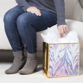 img 3 attached to 🎁 Hallmark Signature 10" Large Gift Bag in Purple and Pink Marble with Gold Foil - Perfect for Birthdays, Bridal Showers, Mother's Day, Retirements, and All Occasions