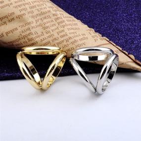 img 1 attached to 👗 Set of 2 Women's Three-Ring Scarf Buckles: Golden & Silver. Fashionable Silk Clasp Clips for Clothing Wrap Holder