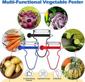 img 2 attached to Ultimate 6-Piece Kitchen Food Peeler Set: Magic Trio Vegetable Peelers, Stainless Steel Spiral Slicer, Manual Shredder, and Brush!