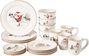 img 4 attached to 🎄 Deck the Table with American Atelier Christmas Piece Dinnerware