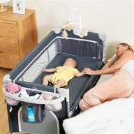 sasuwa 5-in-1 baby bassinets bedside sleeper pack n play with mattress, grey - ideal infant/toddler nursery center logo