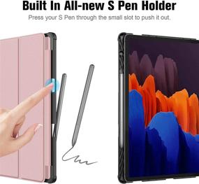 img 1 attached to Чехол Fintie Slim для Samsung Galaxy Tab S7 Plus 12,4'' 2020 (SM-T970/T975/T976/T978) + держатель S Pen, ультралегкий трехскладной чехол с функцией автоматического включения/выключения и подставкой - розовое золото.