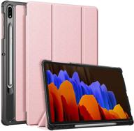 чехол fintie slim для samsung galaxy tab s7 plus 12,4'' 2020 (sm-t970/t975/t976/t978) + держатель s pen, ультралегкий трехскладной чехол с функцией автоматического включения/выключения и подставкой - розовое золото. логотип