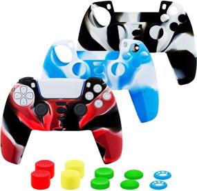 img 4 attached to 🎮 Enhance and Protect Your PS5 DualSense Controller with our Silicone Case Cover Set (3PC-Black, Red, and Blue) – Compatible with Sony Playstation 5