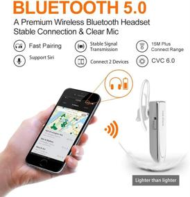 img 1 attached to 🎧 Беспроводное наушников Link Dream Bluetooth: гарнитура без использования рук для мобильного телефона | шумоподавляющий микрофон | 24 часа разговора | 1440 часов в режиме ожидания | совместим с iPhone Samsung Android | Идеально подходит для водителей и грузчиков | Элегантный белый дизайн