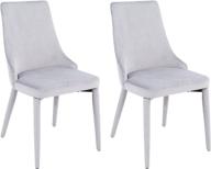 🪑 canglong modern dining room side chairs: stylish gray fabric cushion seat back with brown metal legs (set of 2) logo