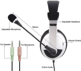 img 2 attached to 🎧 VCOM Over Ear Stereo Headphones with Separate Microphone and Headphone Jacks, 6.9 Feet Cord, Wired Computer Headset for Desktop PC, K12 School Classroom, Home Office, Business Conference, Skype Video Chat
