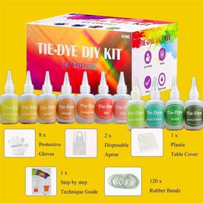 img 3 attached to Miraclekoo Tie Dye Kit - 24 Colors Permanent Fabric Dye for Clothing Crafts - Ideal for Kids and Adults - Perfect for Textile Parties and Handmade Projects - Includes Rubber Bands, Gloves, Aprons, and Table Covers