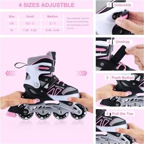 img 3 attached to 🌟 Beginner Inline Skates for Kids Girls Boys: Adjustable Sizes, Light Up Wheels for Children