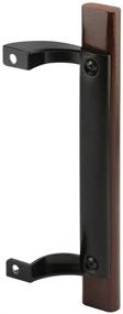 img 1 attached to 🚪 PRIME-LINE C 1190 Sliding Glass Door Pull Handle: 6-1/2 in. - 6-5/8 in. Hole Centers, Black Diecast Supports with Wood Handle