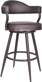 img 4 attached to 🪑 Armen Living Justin 26" Counter Height Swivel Vintage Brown Faux Leather Bar Stool - Chic Design with Brown Metal Legs