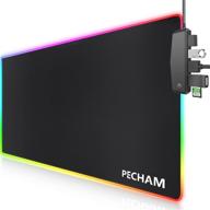 🖱️ игровой коврик pecham rgb с 4 портами usb и 14 светодиодными лампами - экстра-большой коврик для мыши размером 31,5 x 12 дюймов, мягкий коврик для мыши с подсветкой, противоскользящая резиновая основа, плита для компьютерной клавиатуры и мыши логотип