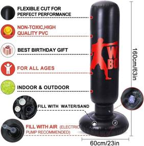 img 3 attached to 🥊 TOCO FREIDO Inflatable Kids Punching Bag - 63 Inch Freestanding Ninja Boxing Bag for MMA Boxing Training, Karate, Taekwondo - Relieve Pent Up Energy in Kids and Adults - Coordination Toy