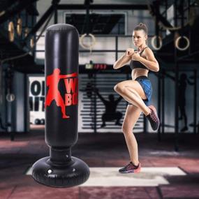 img 4 attached to 🥊 TOCO FREIDO Inflatable Kids Punching Bag - 63 Inch Freestanding Ninja Boxing Bag for MMA Boxing Training, Karate, Taekwondo - Relieve Pent Up Energy in Kids and Adults - Coordination Toy