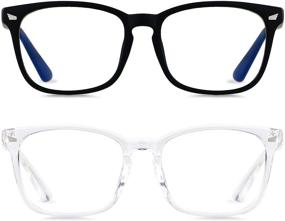 img 4 attached to 👓 2 Pack Blue Light Blocking Glasses for Women Men, Clear Computer Bluelight Blockers, Nerd Anti Eye Strain, Black Crystal Design