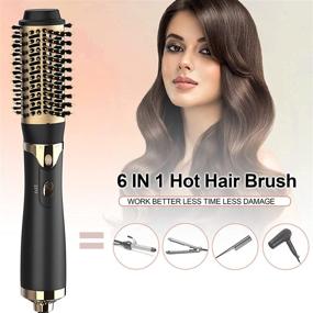 img 1 attached to Najukyy 6-in-1 Detachable Hot Air Brush Styler - One-Step Hair Dryer Brush for Straightening, Curling, Drying, Combing, Scalp Massage, and Styling