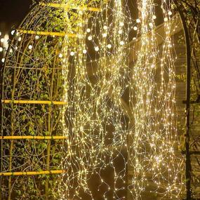 img 4 attached to 🌞 Solar String Lights Outdoor - 11 Strands, 220 LEDs Branch Copper Christmas Tree Lights, Twinkle Starry Fairy Lights Waterproof for Garden Wedding Party Decoration in Warm White