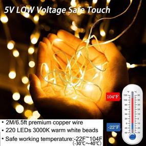 img 2 attached to 🌞 Solar String Lights Outdoor - 11 Strands, 220 LEDs Branch Copper Christmas Tree Lights, Twinkle Starry Fairy Lights Waterproof for Garden Wedding Party Decoration in Warm White