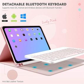 img 3 attached to Wireless Keyboard Case with Pencil Holder for iPad 10.5 - Pink | 2017/2019 iPad Air 3, 3rd Gen Pro