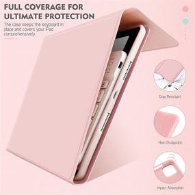 img 1 attached to Wireless Keyboard Case with Pencil Holder for iPad 10.5 - Pink | 2017/2019 iPad Air 3, 3rd Gen Pro