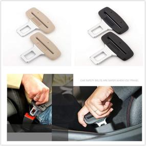 img 1 attached to Needyounow 2 Pack Seat Belt Clips: Universal Seat Belt Buckle Extender with 5 Sets of Noise-Blocking Stop Buttons (Beige)