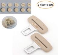 needyounow 2 pack seat belt clips: universal seat belt buckle extender with 5 sets of noise-blocking stop buttons (beige) logo