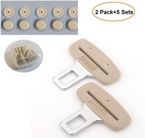 img 4 attached to Needyounow 2 Pack Seat Belt Clips: Universal Seat Belt Buckle Extender with 5 Sets of Noise-Blocking Stop Buttons (Beige)