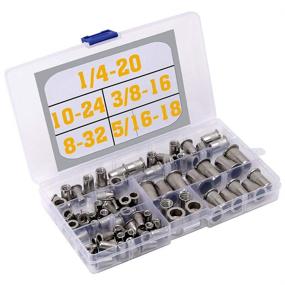 img 3 attached to 🔩 Complete Stainless Steel Rivet Nuts Kit: #8-32 to 3/8"-16 Threaded Insert Nutsert Rivnuts